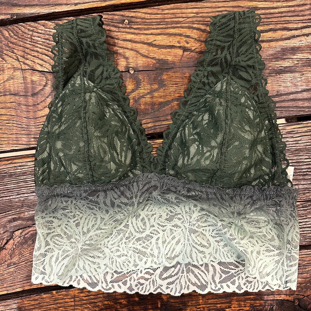 Aerie Lace Bralette Women’s M Green Floral Lace NWT